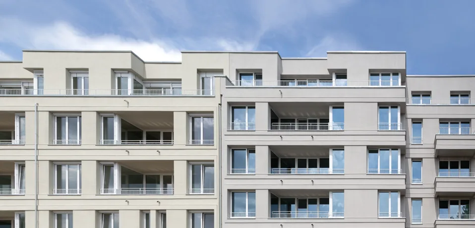 Fassade der Wohnanlage Brehmestraße 22-23